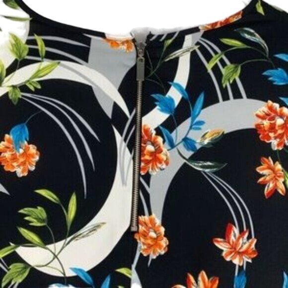 Alfani Multicolor Crescent Floral Blouse 3/4 Sleeves w/ Ruffles Size 3X - Picture 6 of 13